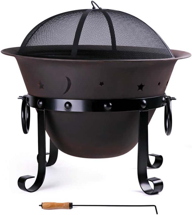 29 Inch Round Cast Iron Wood Burning Fire Pit Bowl