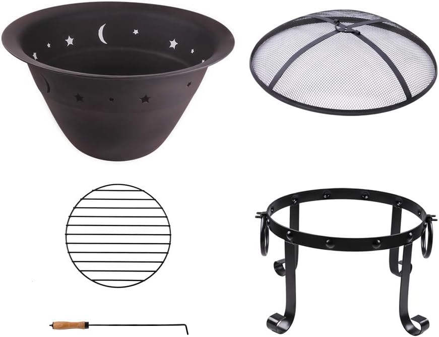29 Inch Round Cast Iron Wood Burning Fire Pit Bowl