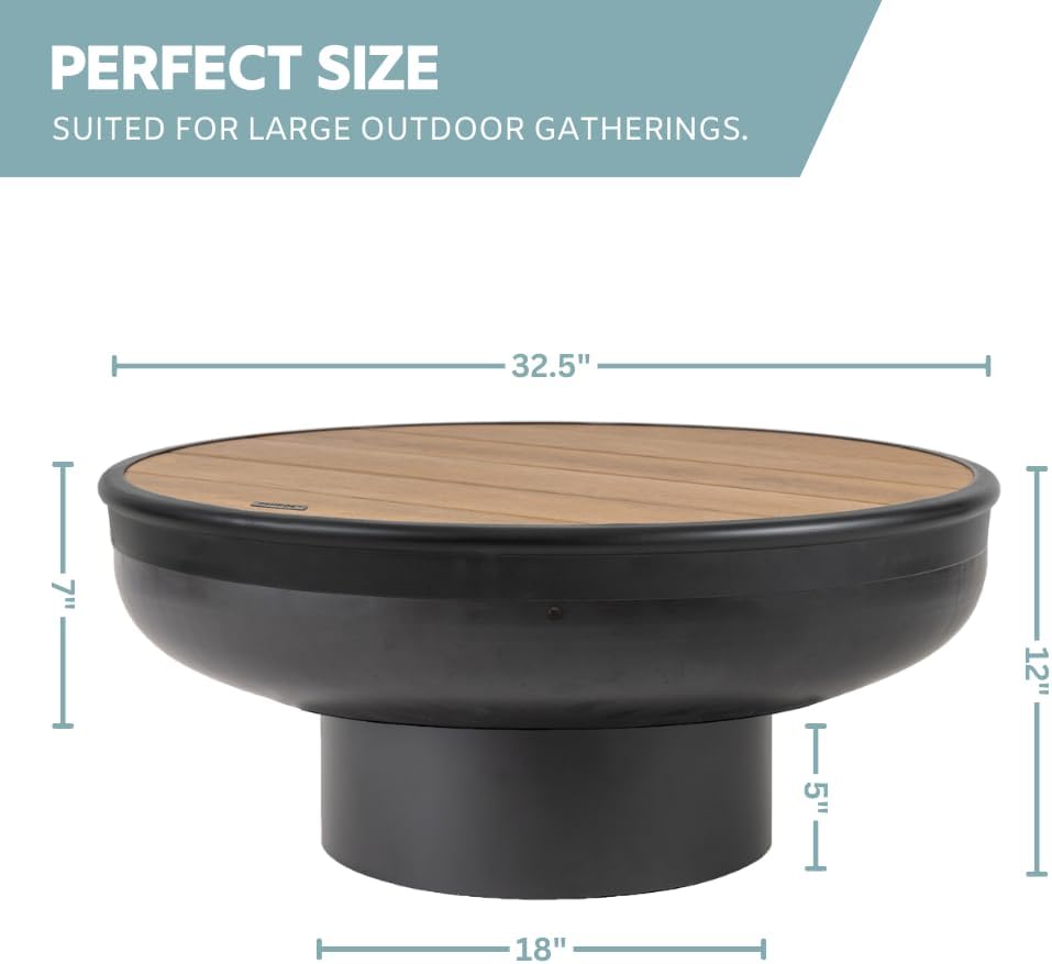 32 Inch Round Wood Burning Fire Pit Table Grill