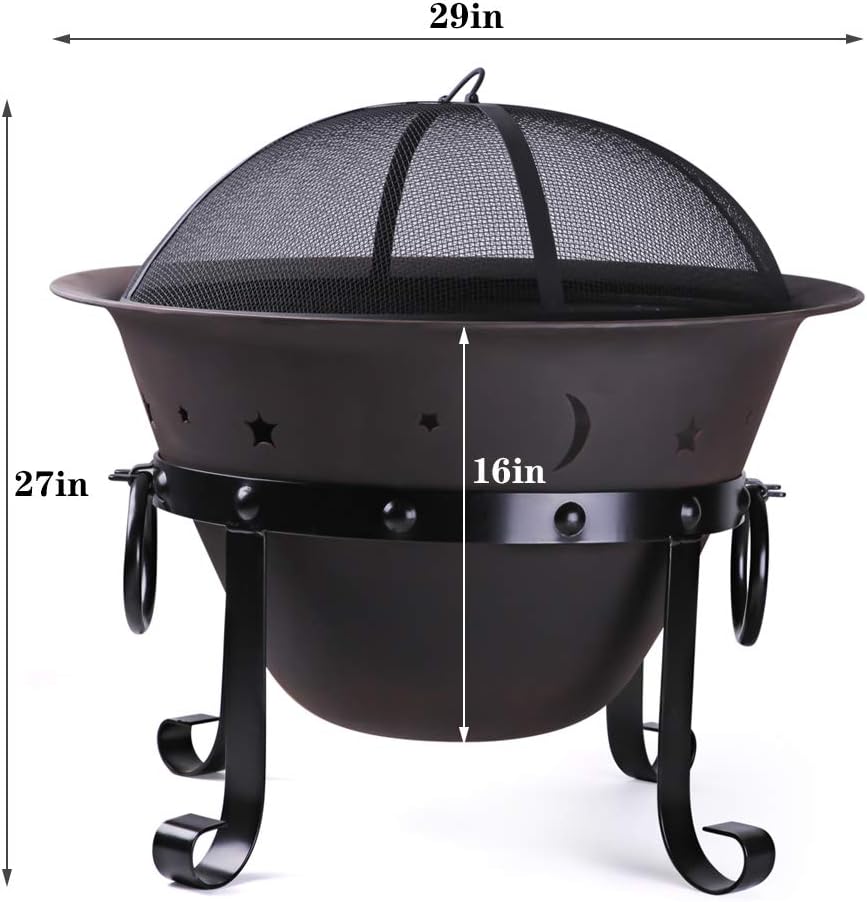 29 Inch Round Cast Iron Wood Burning Fire Pit Bowl