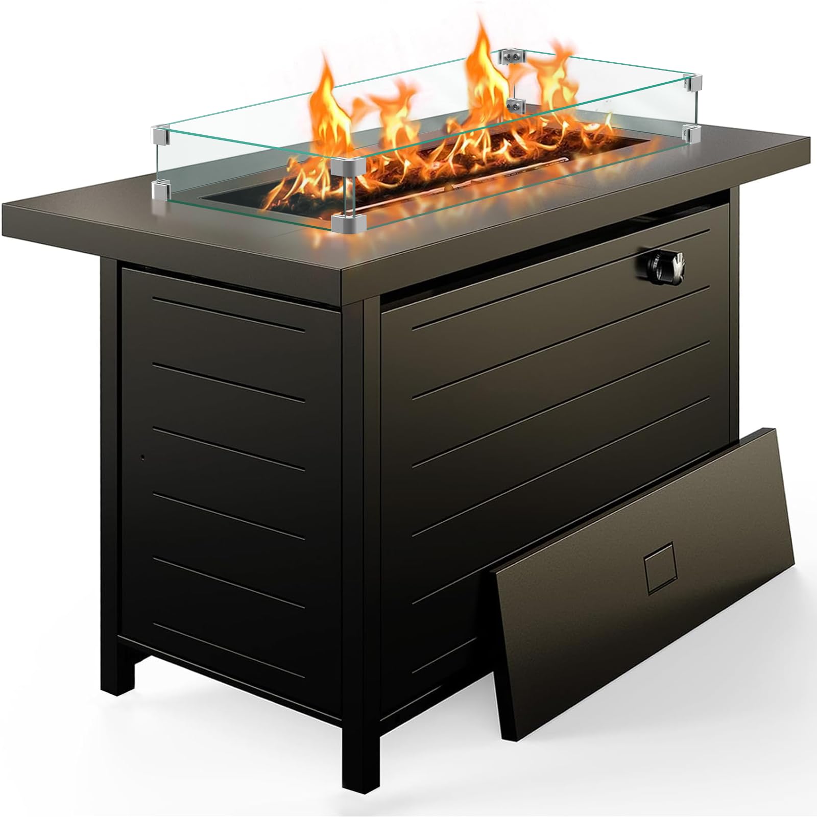 28 Inch 50000 BTU Propane Fire Pit Table with Lava Rock