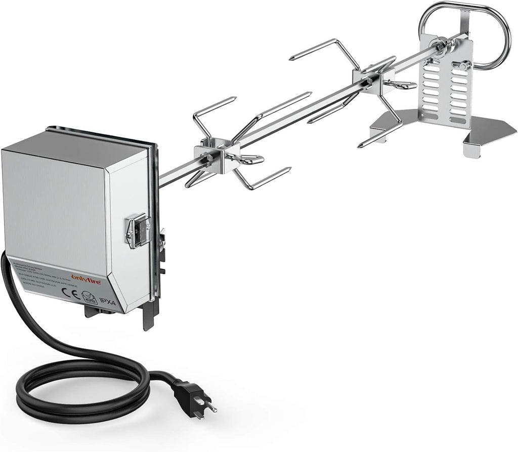 Stainless Steel Rotisserie Kit with Electric Motor Spit Rod