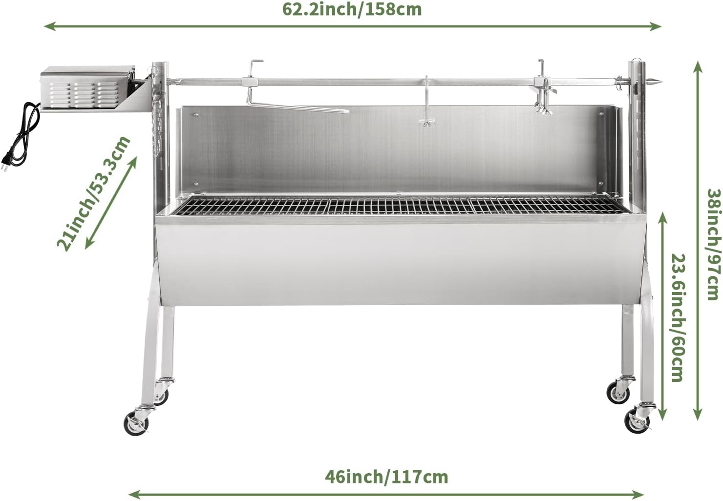 46 Inch Hooded Pig Lamb Charcoal Rotisserie Grill