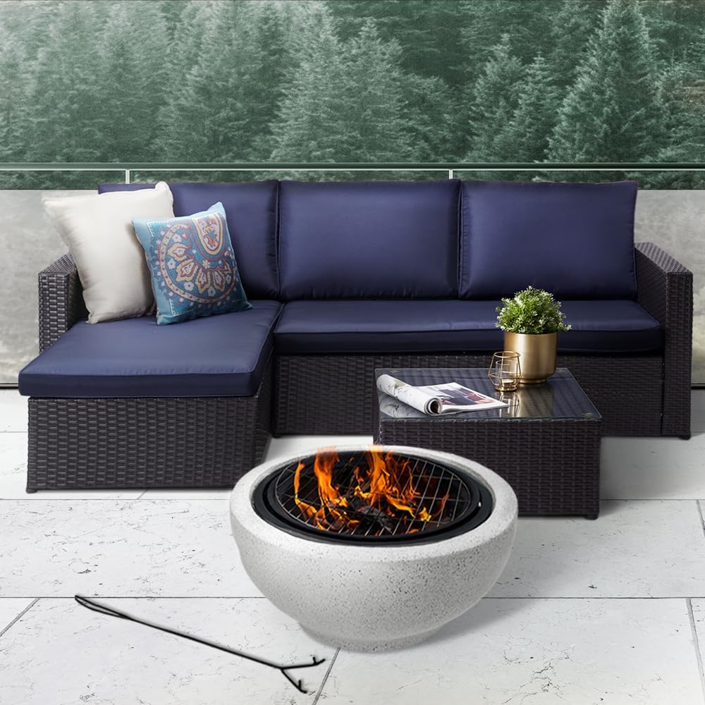 24 Inch Round Steel Wood Burning Fire Pit Grill