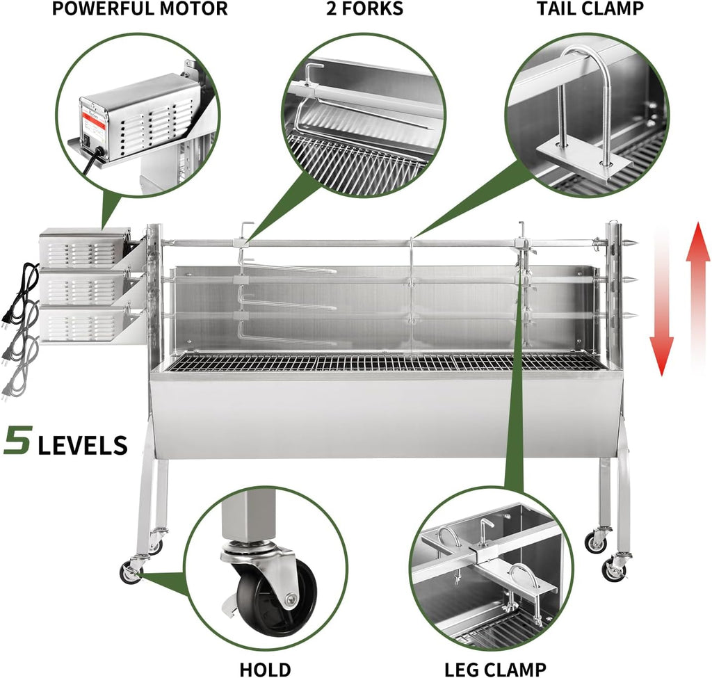 46 Inch Hooded Pig Lamb Charcoal Rotisserie Grill