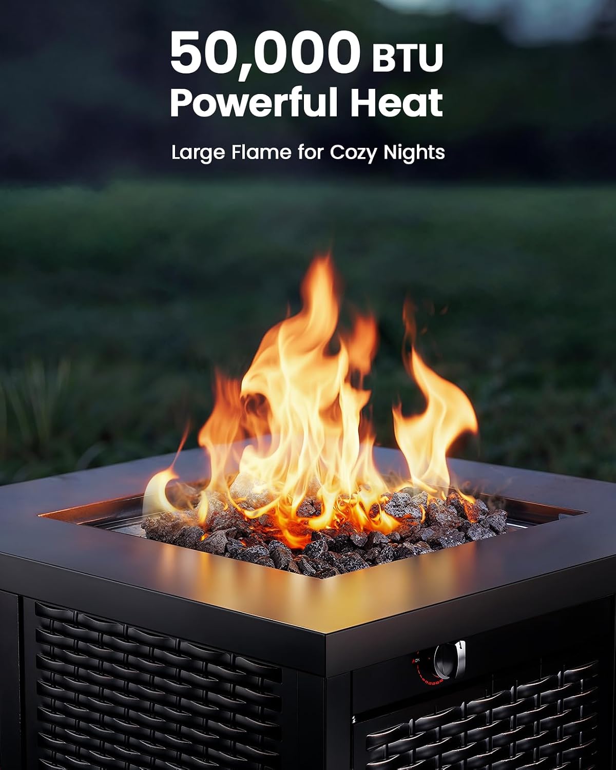 28 Inch 50000 BTU Propane Fire Pit Table with Lava Rock