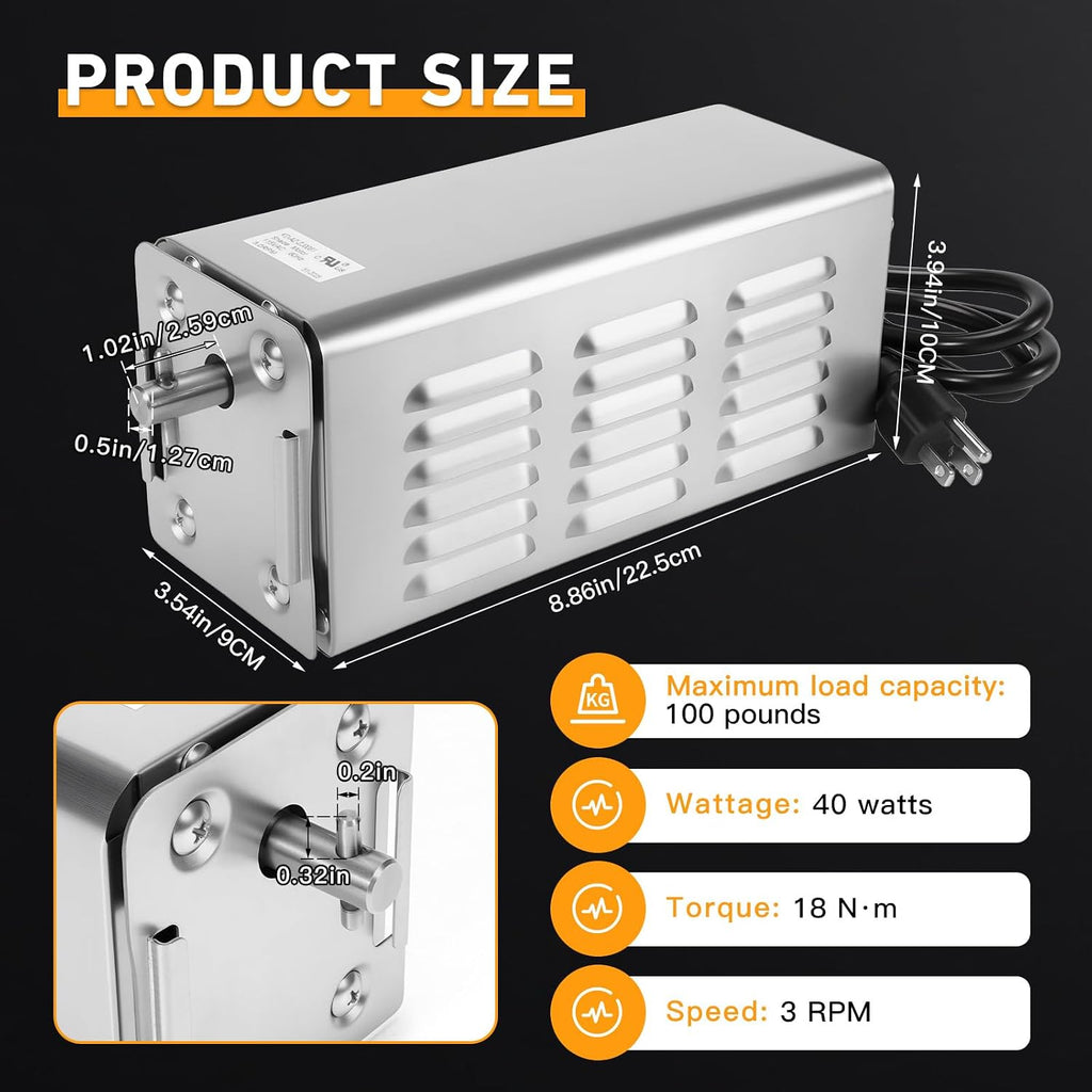 40W Heavy Duty Electric BBQ Rotisserie Spit Motor