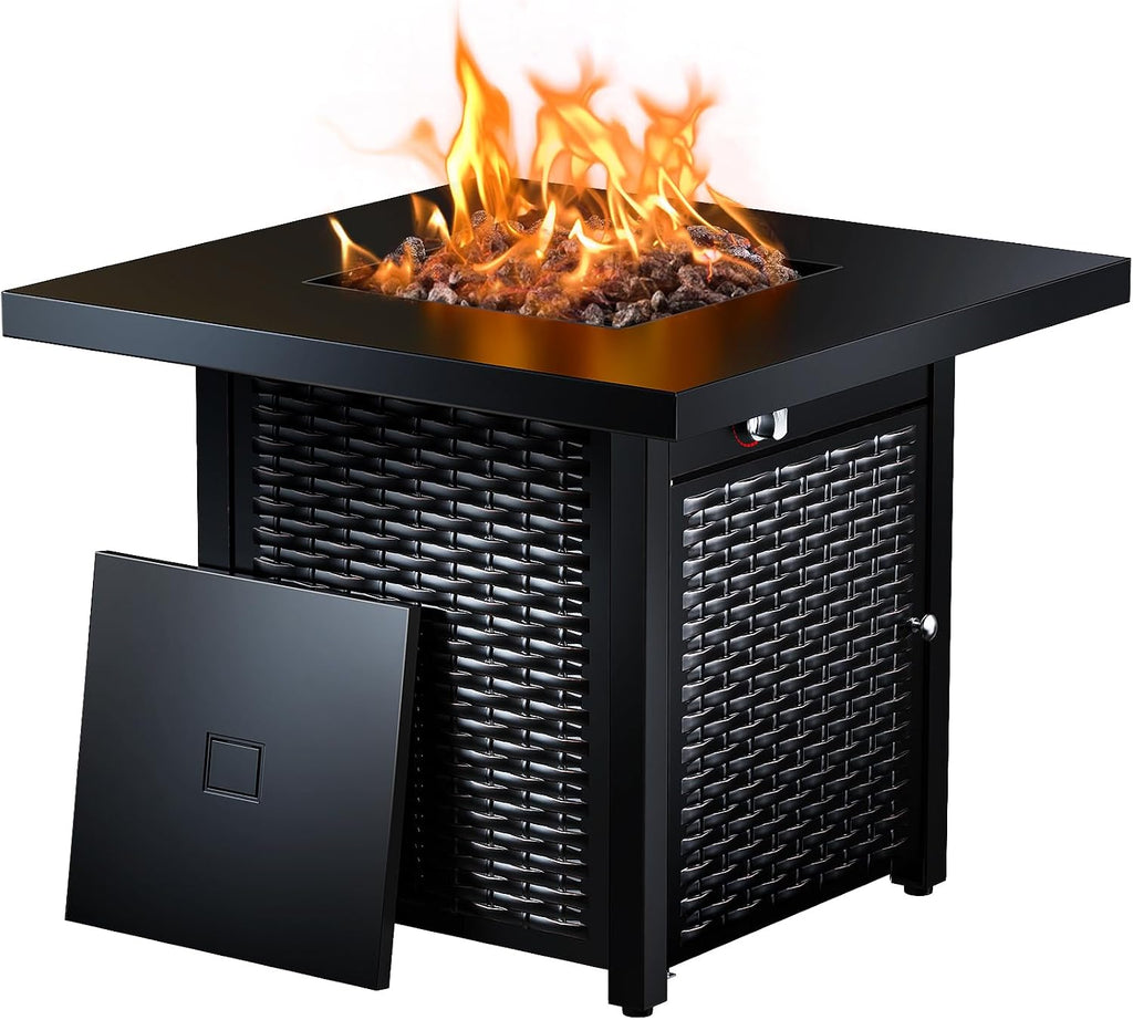 28 Inch 50000 BTU Propane Fire Pit Table with Lava Rock
