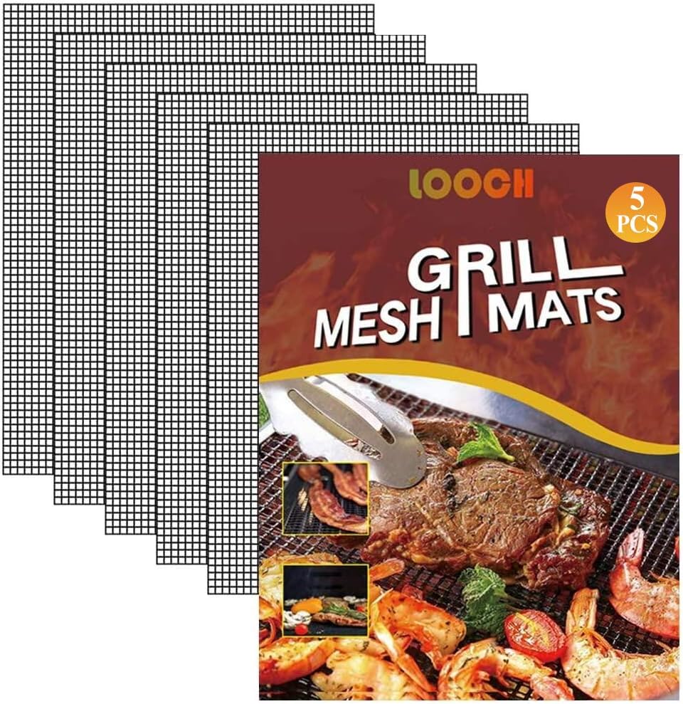 Set of 5 Nonstick Mesh Reusable BBQ Grill Mats