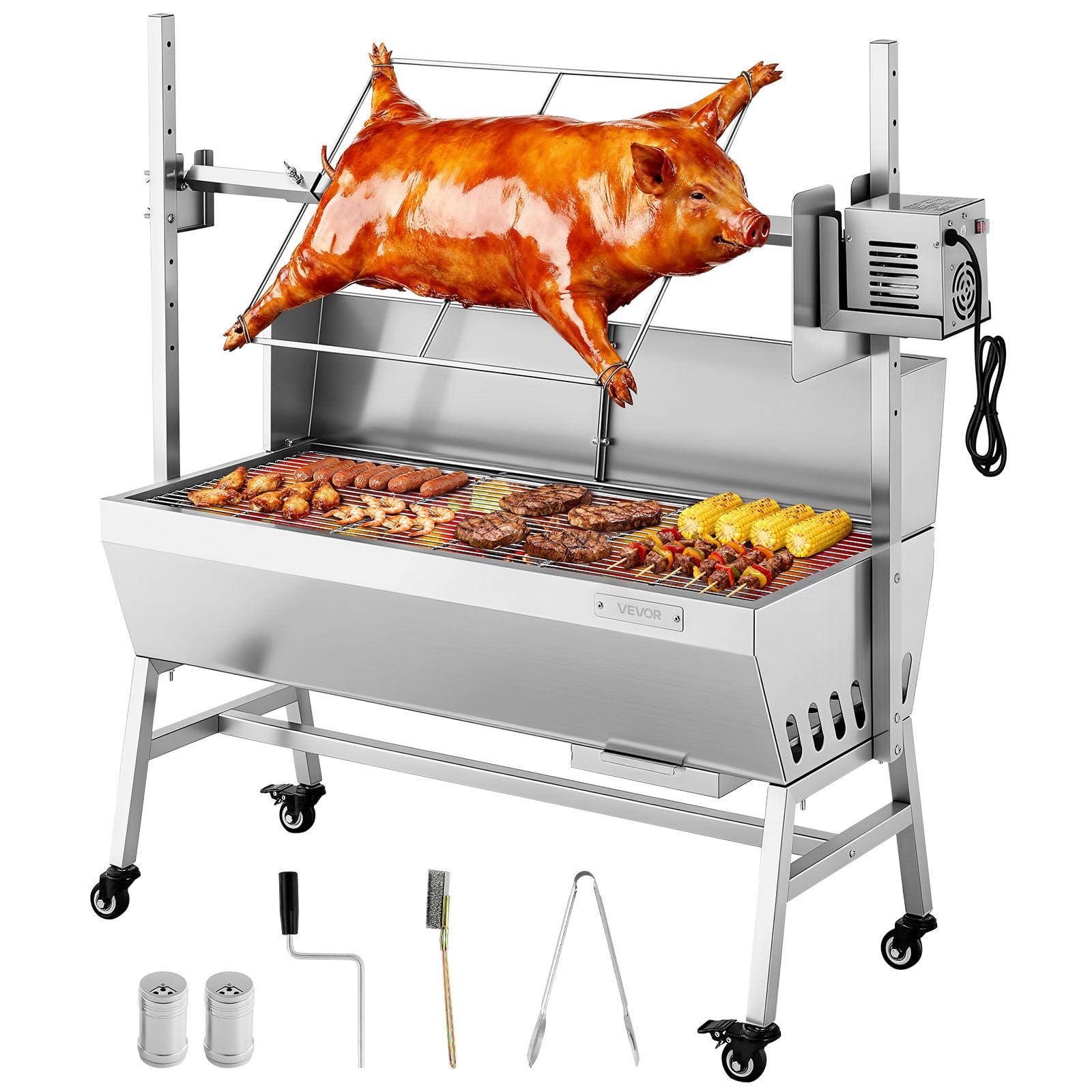 52 Inch Stainless Steel Pig Lamb Rotisserie Grill Kit