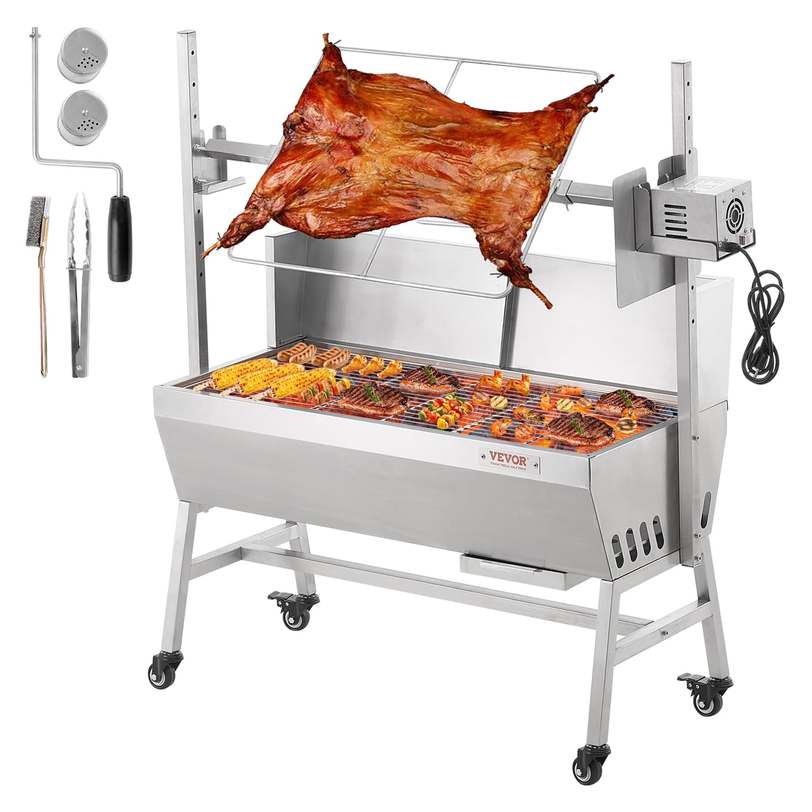 56 Inch Stainless Steel Pig Lamb Rotisserie Grill Kit