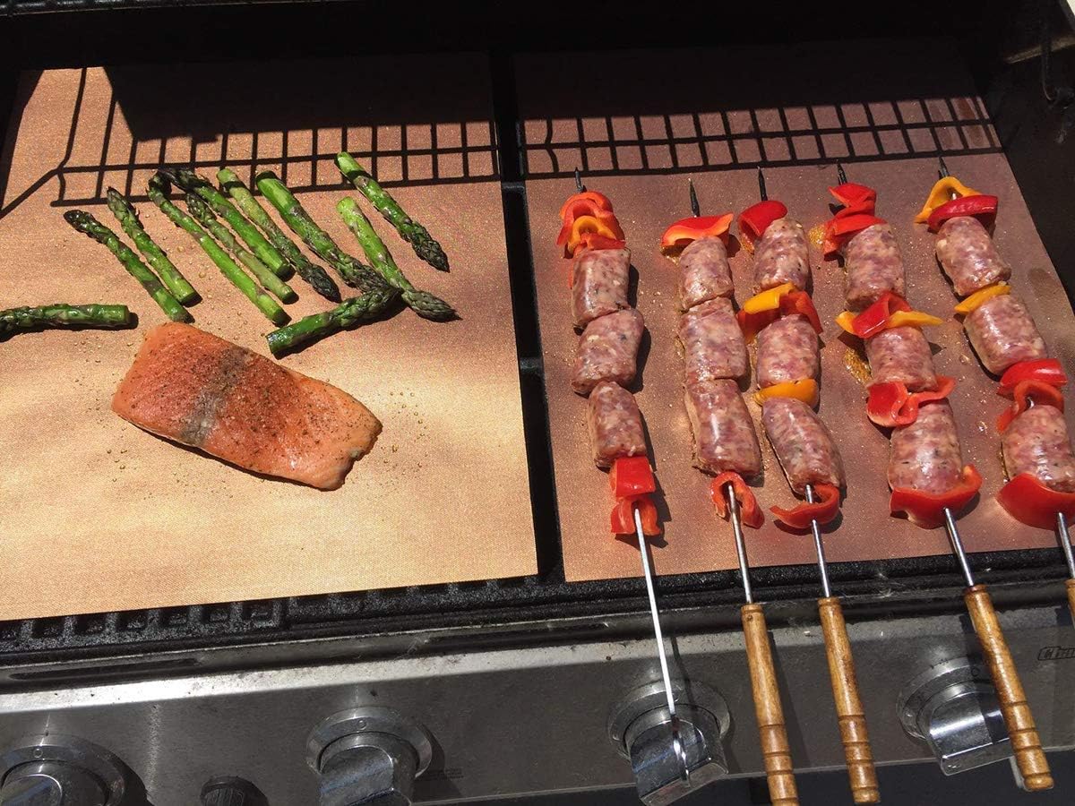 Set of 5 Copper Nonstick Reusable BBQ Grill Mats