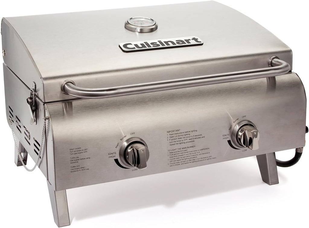 2 Burner Stainless Steel Portable Propane Tabletop Grill