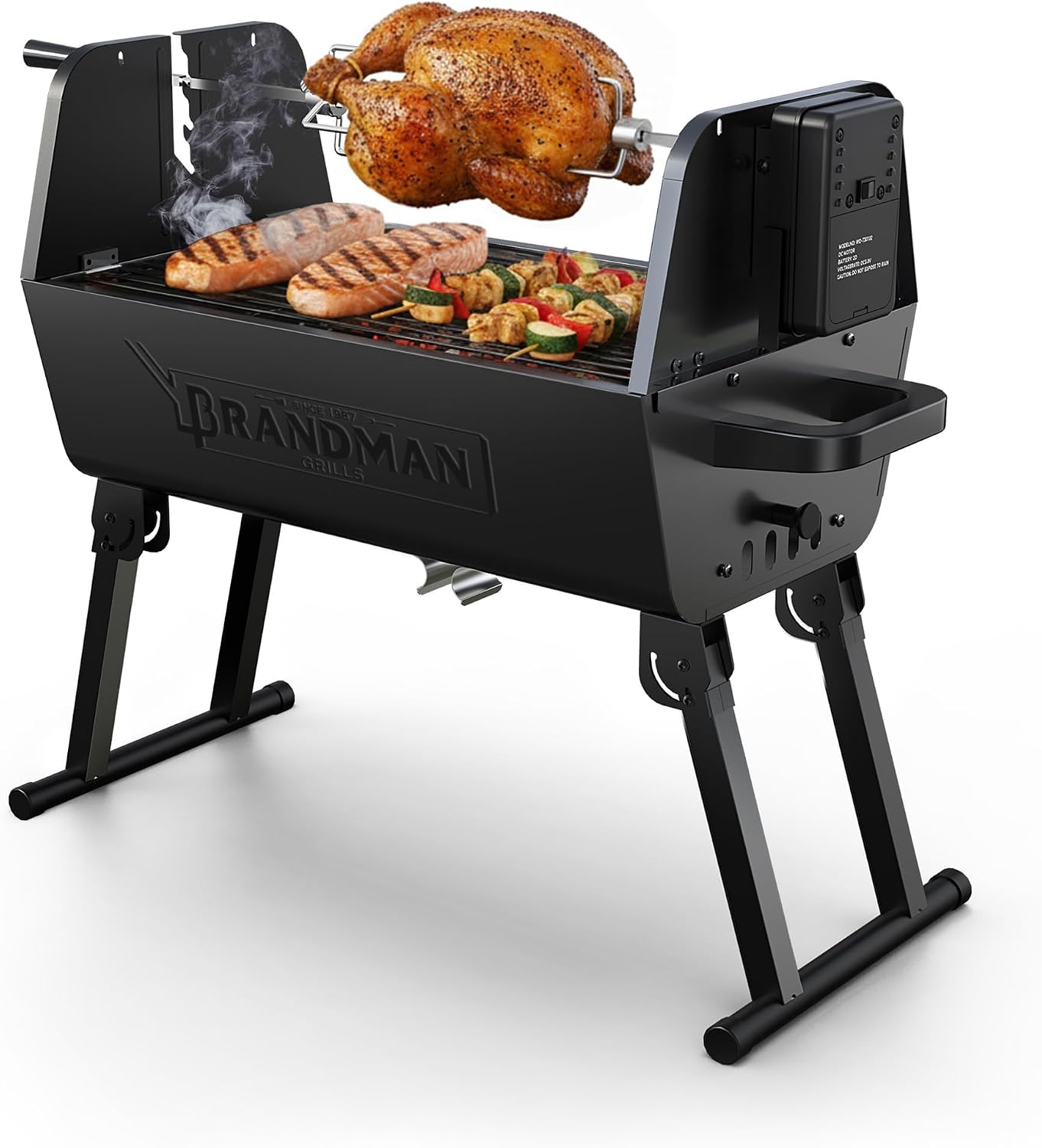 21 Inch 2-in-1 Portable Charcoal Rotisserie Grill