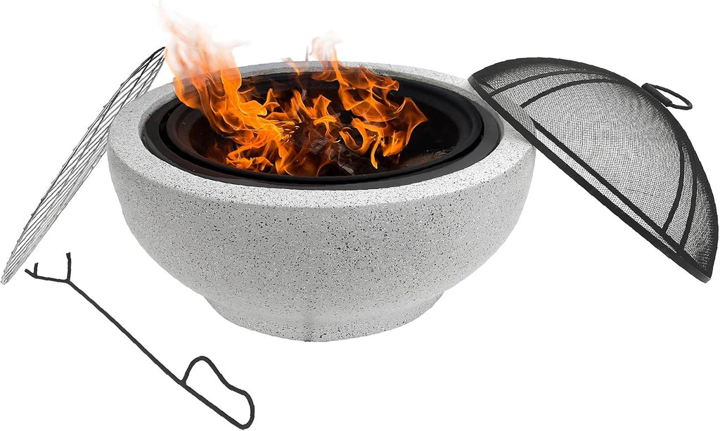 24 Inch Round Steel Wood Burning Fire Pit Grill