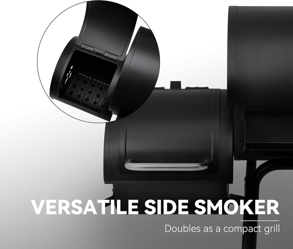 Charcoal Grill with Offset Smoker Large Cooking Area