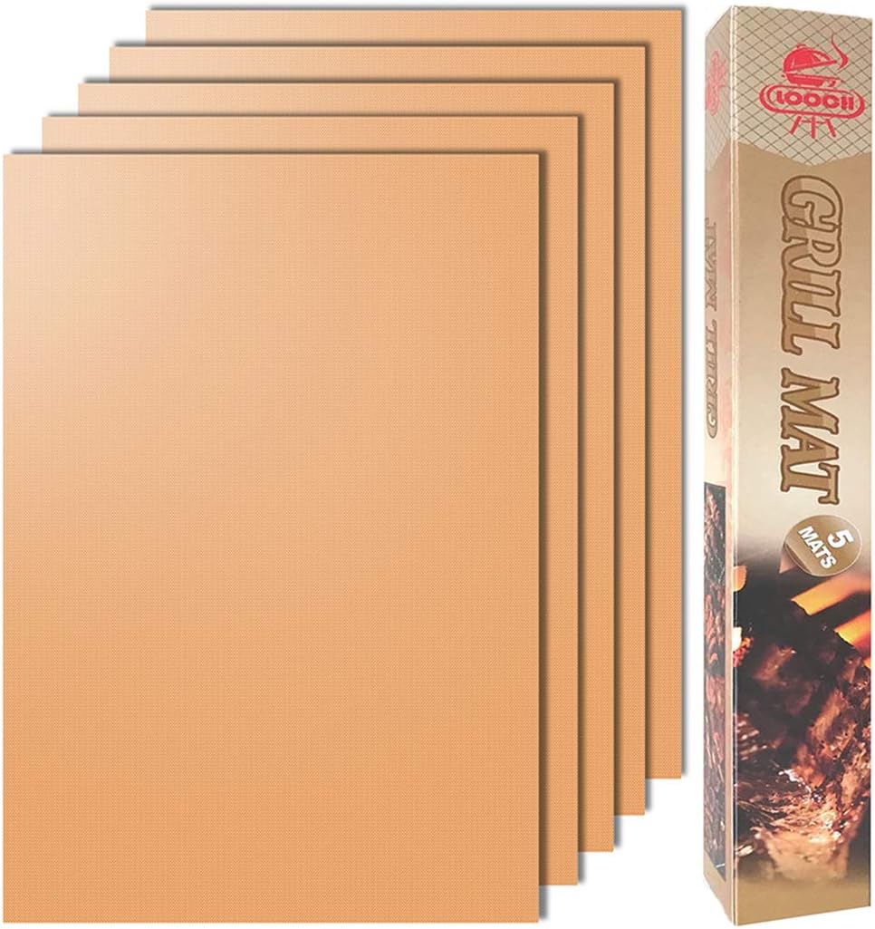 Set of 5 Copper Nonstick Reusable BBQ Grill Mats