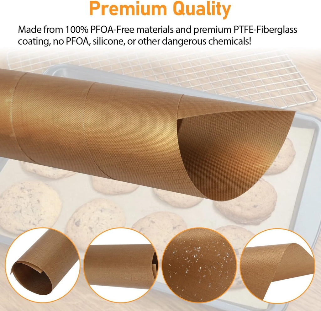 Set of 5 Copper Nonstick PFOA-Free BBQ Grill Mats
