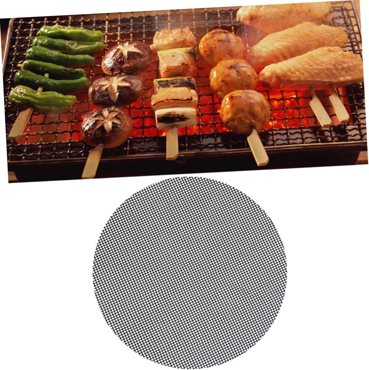 Set of 6 Nonstick Fiberglass BBQ Mesh Grill Mats