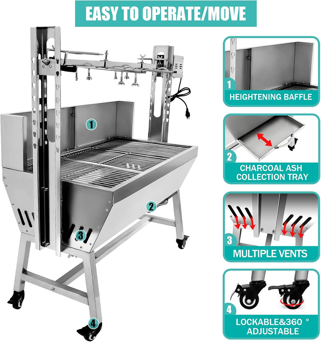 Stainless Steel Pig Lamb Outdoor Electric Rotisserie Grill
