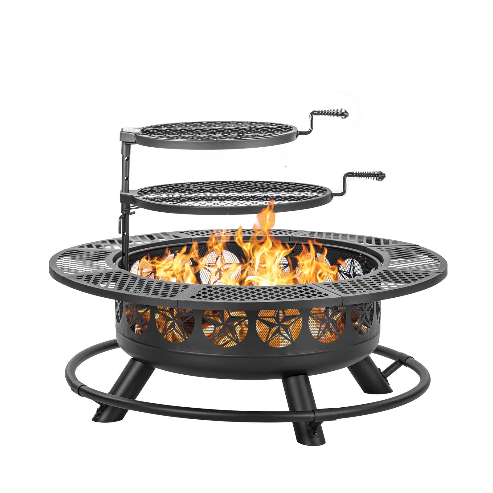 36 Inch 3-in-1 Wood Fire Pit with Cooking Grills