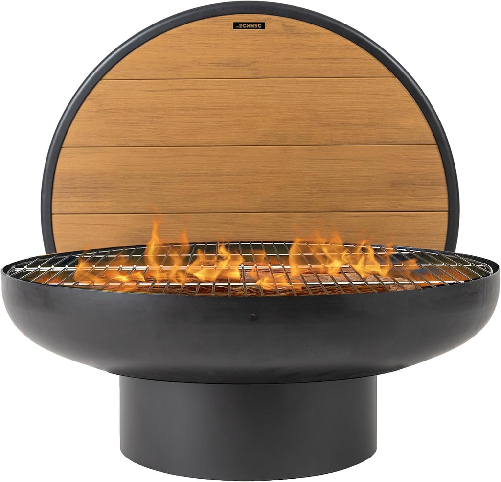 32 Inch Round Wood Burning Fire Pit Table Grill