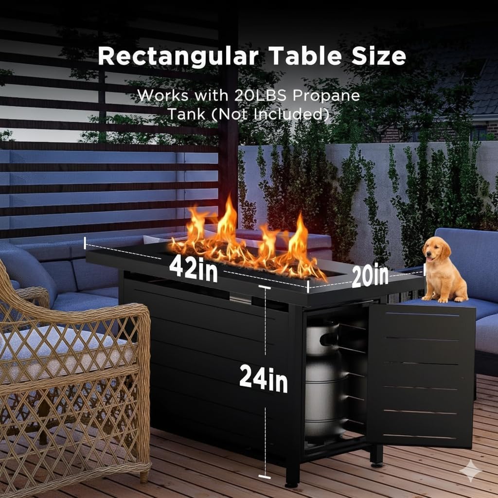 42 Inch 60000 BTU Dual Use Propane Fire Pit Table