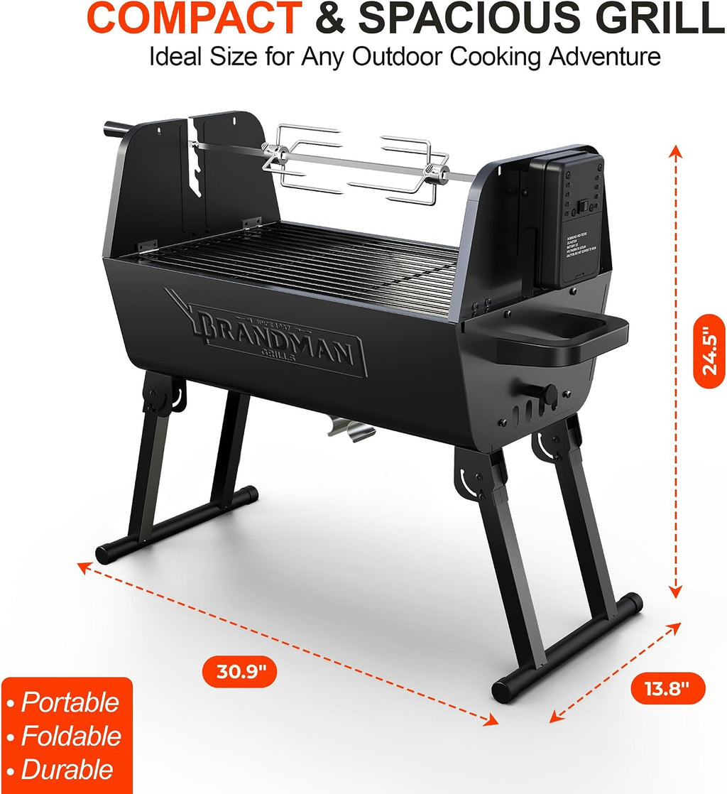 21 Inch 2-in-1 Portable Charcoal Rotisserie Grill