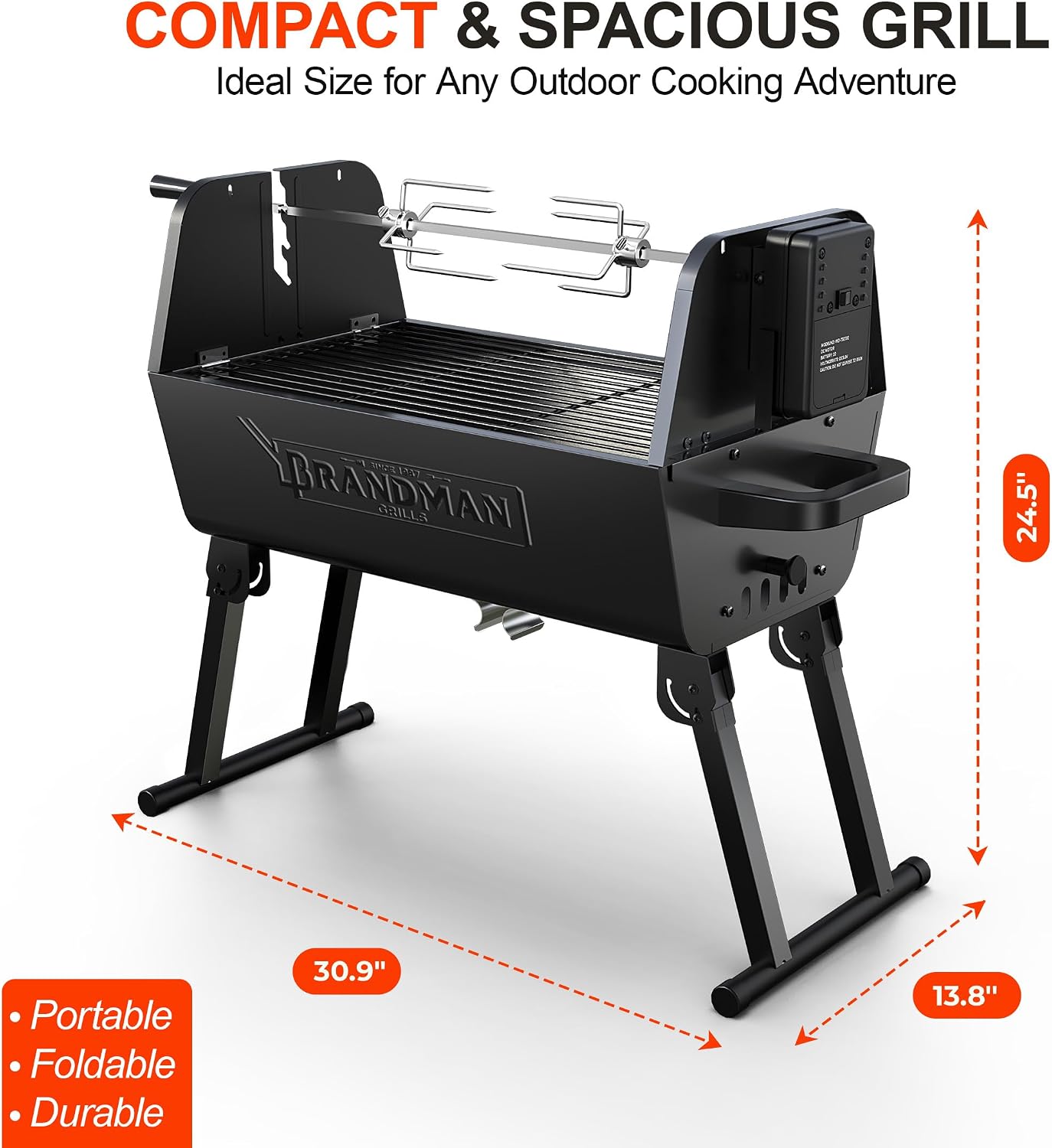 21 Inch 2-in-1 Portable Charcoal Rotisserie Grill