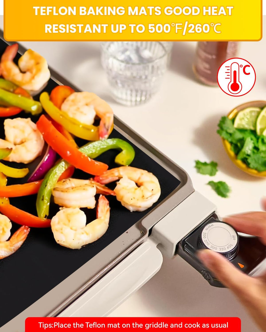 6 Pack PFOA-Free Nonstick PTFE Grill Oven Mats