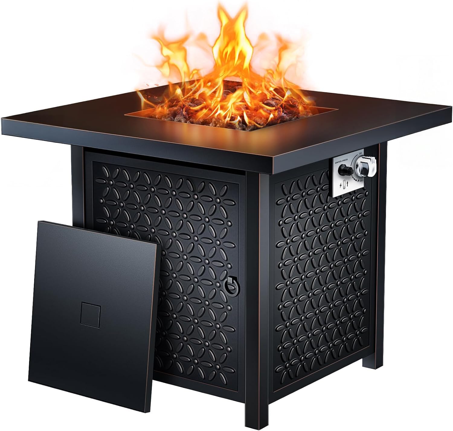 28 Inch 50000 BTU Propane Fire Pit Table with Lava Rock
