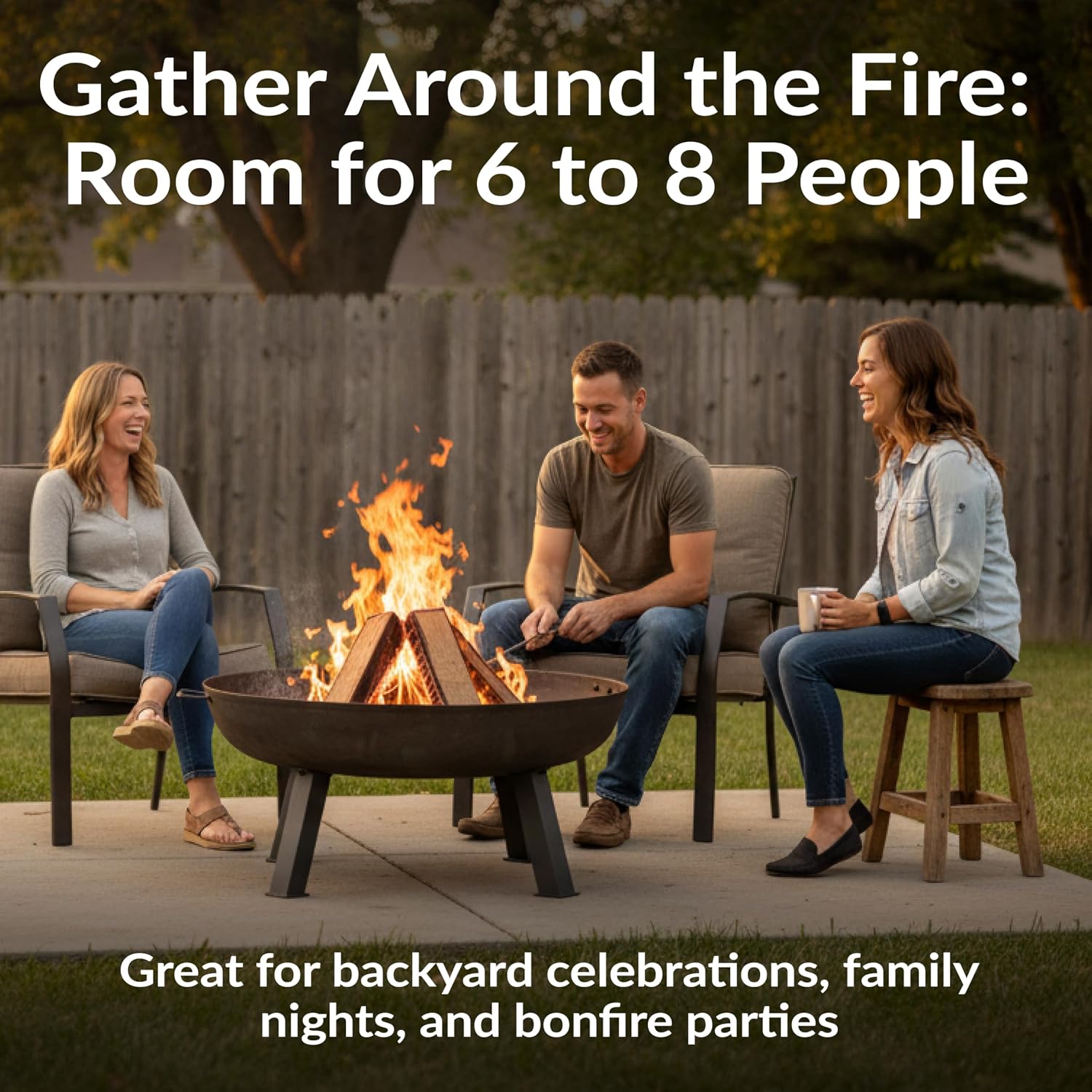 34 Inch Gray Cast Iron Wood Burning Fire Pit Bowl
