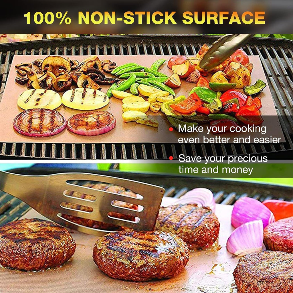 Copper Nonstick Reusable BBQ Grill Mats Set of 6