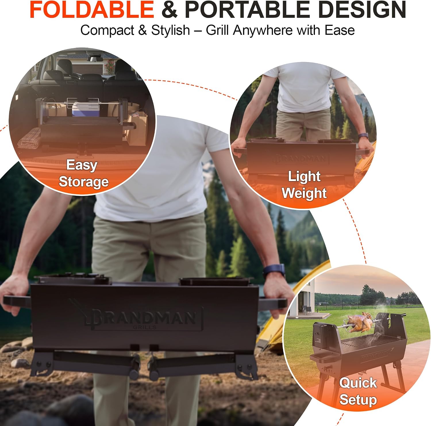 21 Inch 2-in-1 Portable Charcoal Rotisserie Grill