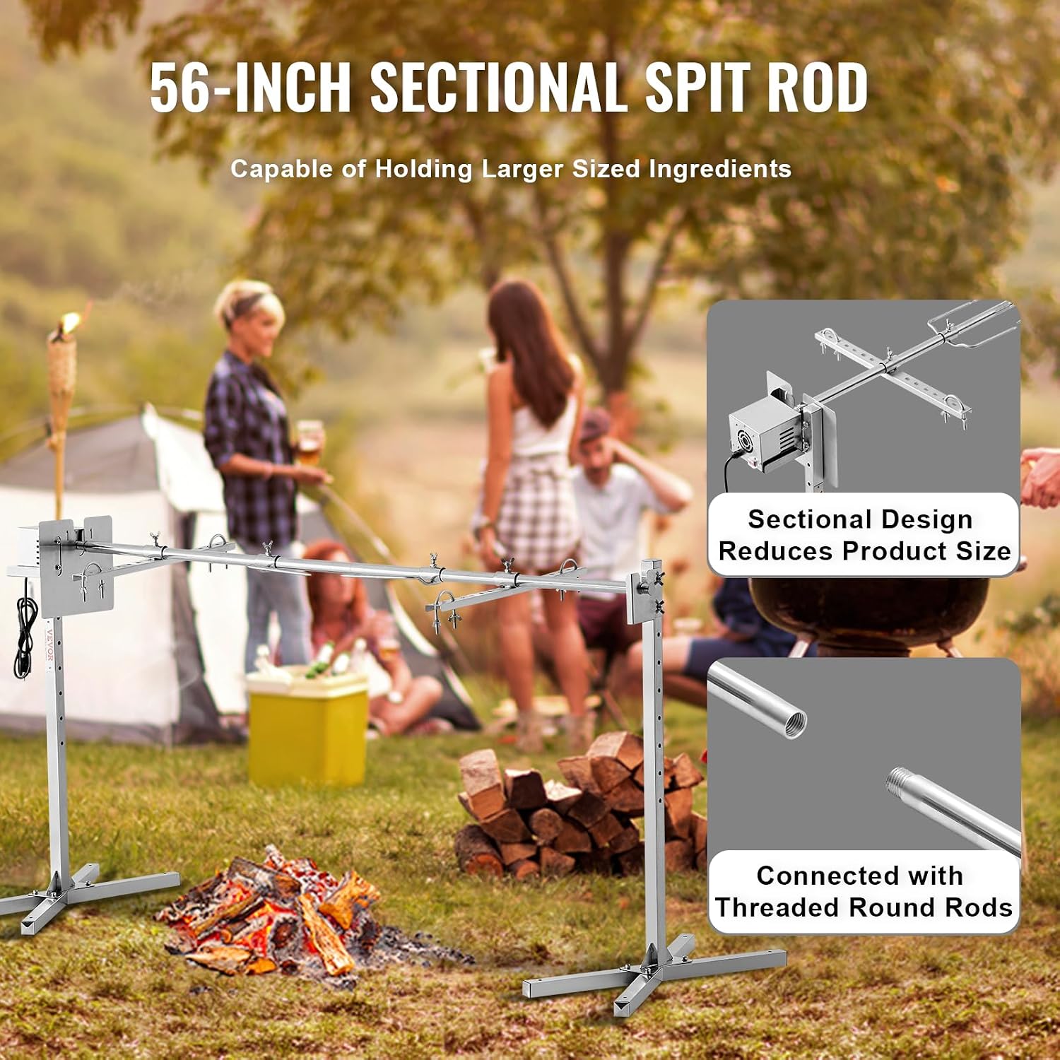 56 Inch Stainless Steel Pig Lamb Rotisserie Grill Kit