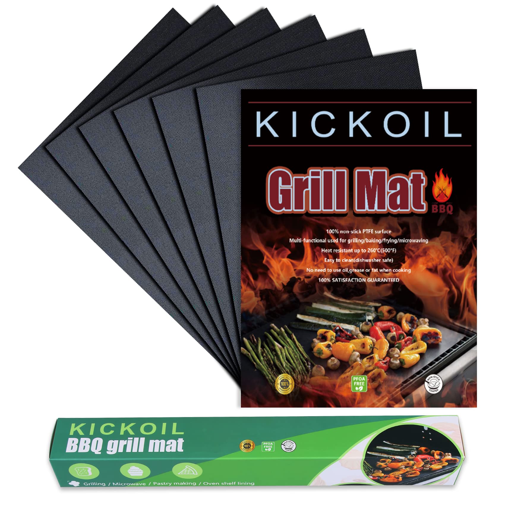 Copper Nonstick Reusable BBQ Grill Mats Set of 6