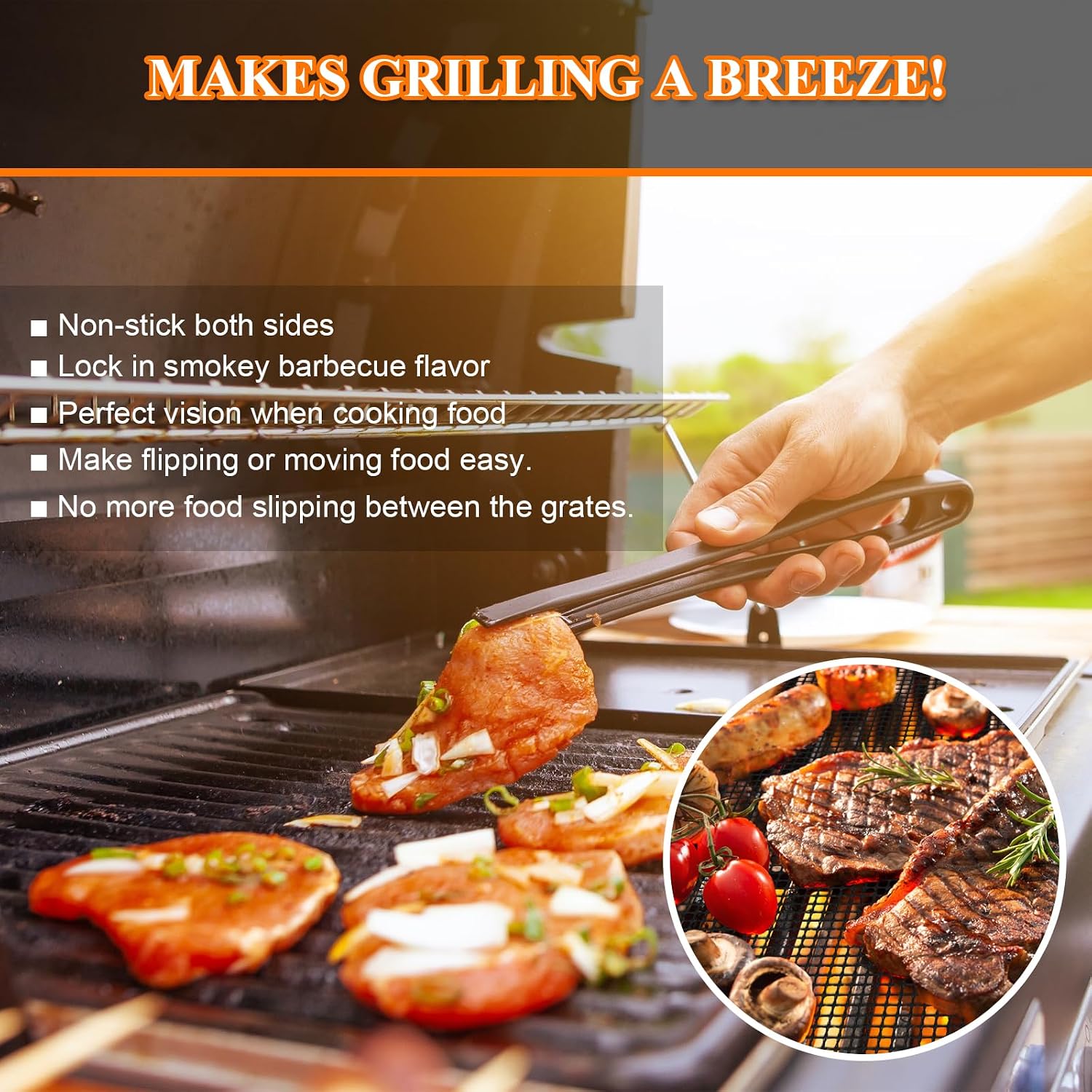 5 Pack Black Mesh Grill Mats 15.75x13 Inch