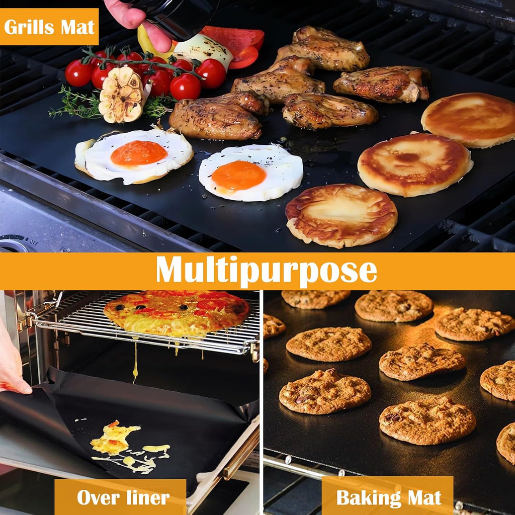 5 Pack Black Teflon Grill Mats 15.75x13 Inch