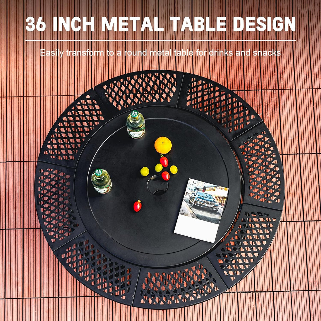 36 Inch 3-in-1 Wood Fire Pit with Cooking Grills