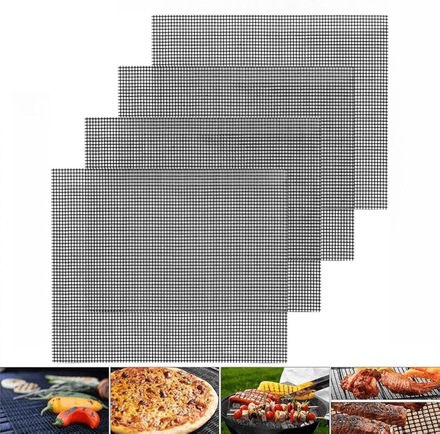 4 Pack Nonstick Reusable Mesh BBQ Grill Mats