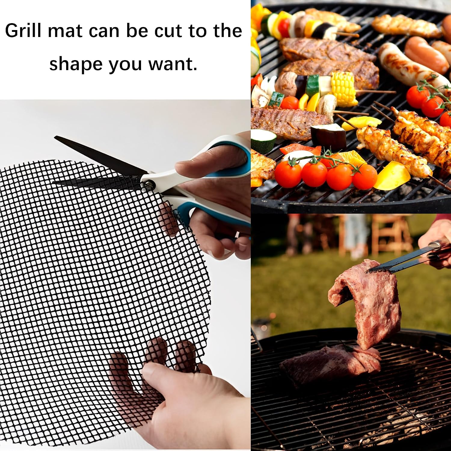 5 Pack Black Nonstick Mesh BBQ Mats 16x12 Inch
