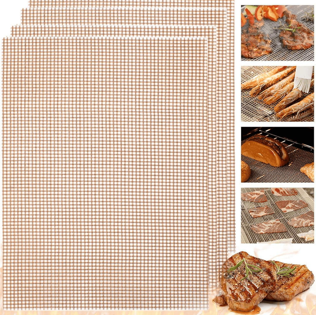 4 Pack Nonstick Teflon Mesh Outdoor BBQ Grill Mats