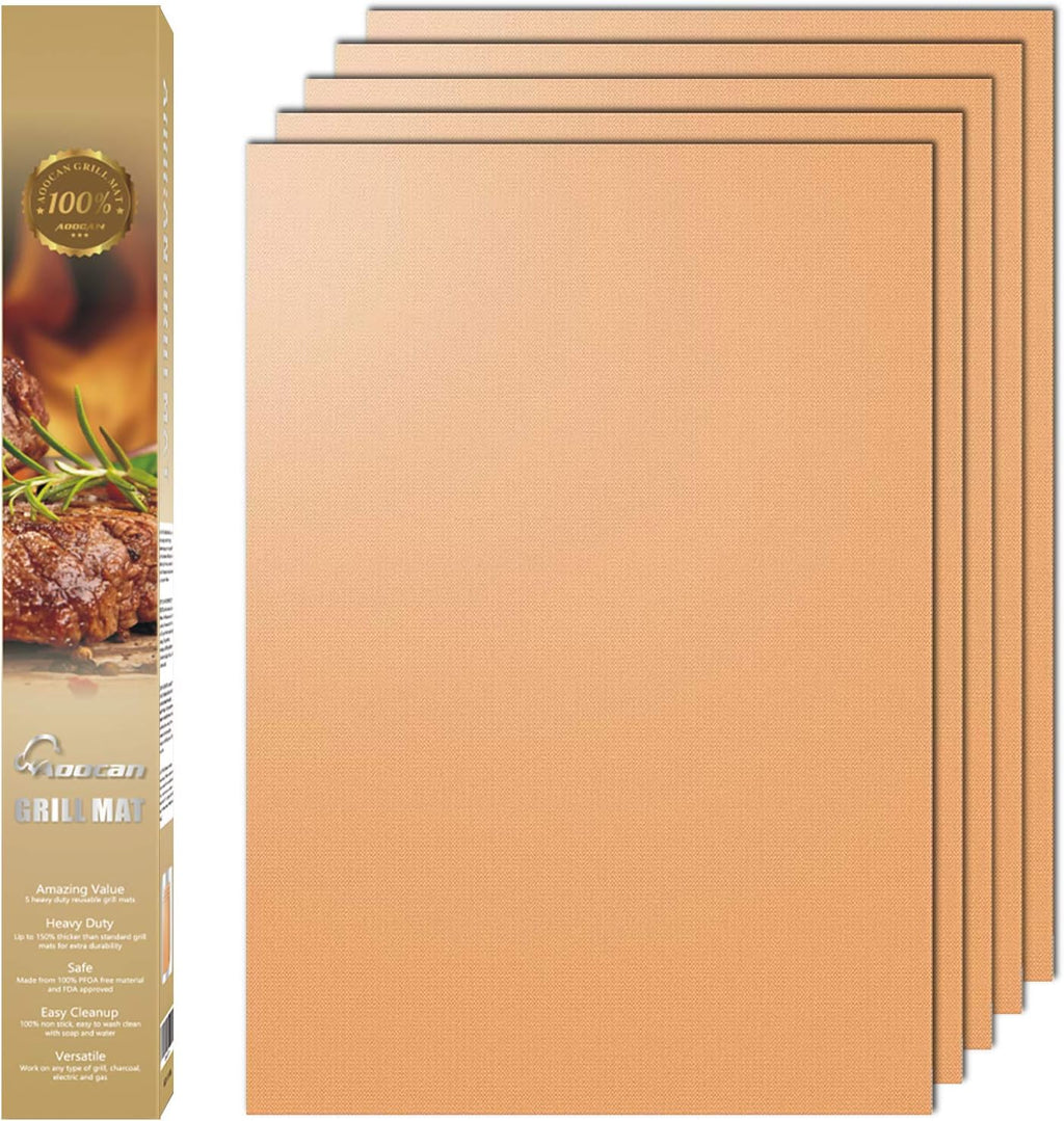 5 Pack Copper Nonstick Grill Mats 15.75x13 Inch