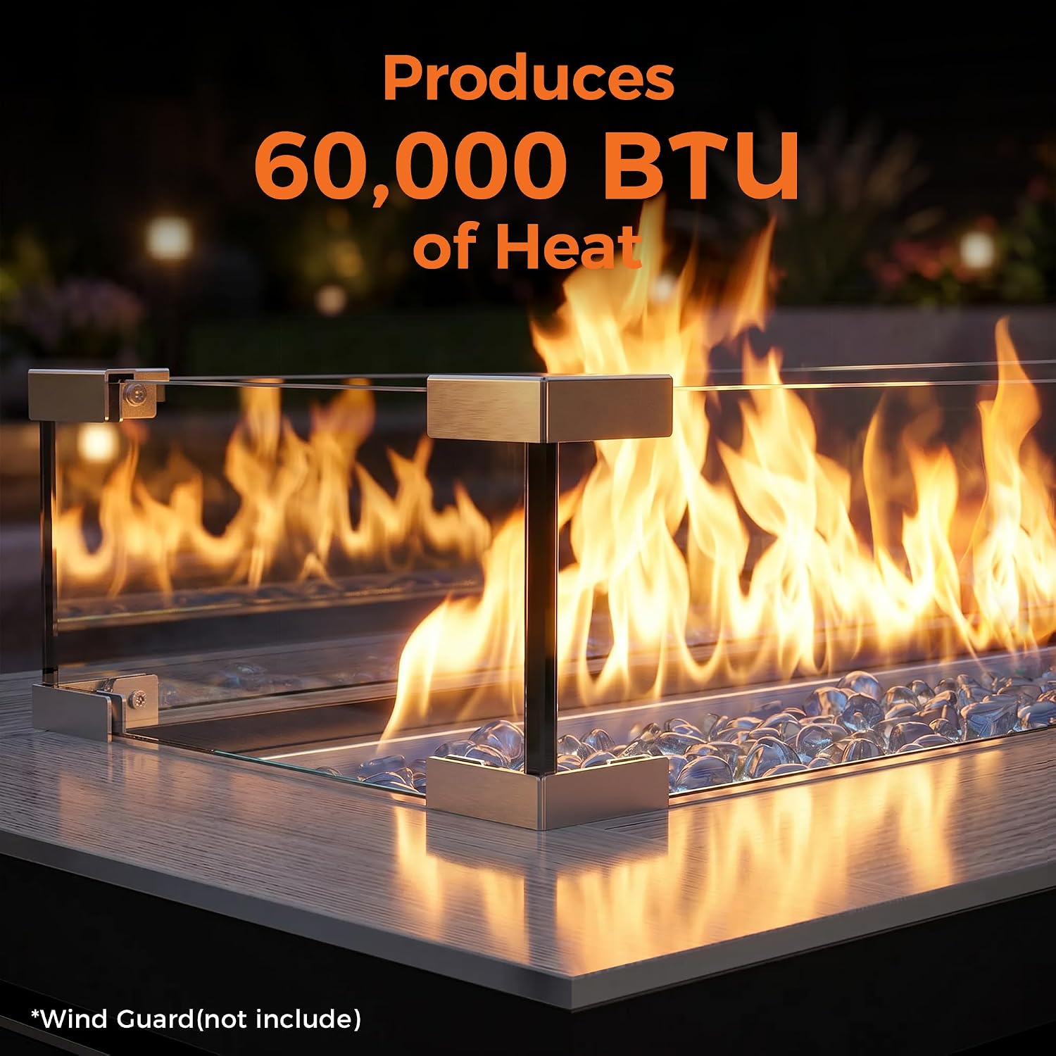 42 Inch Rectangular Propane Outdoor Fire Pit Table