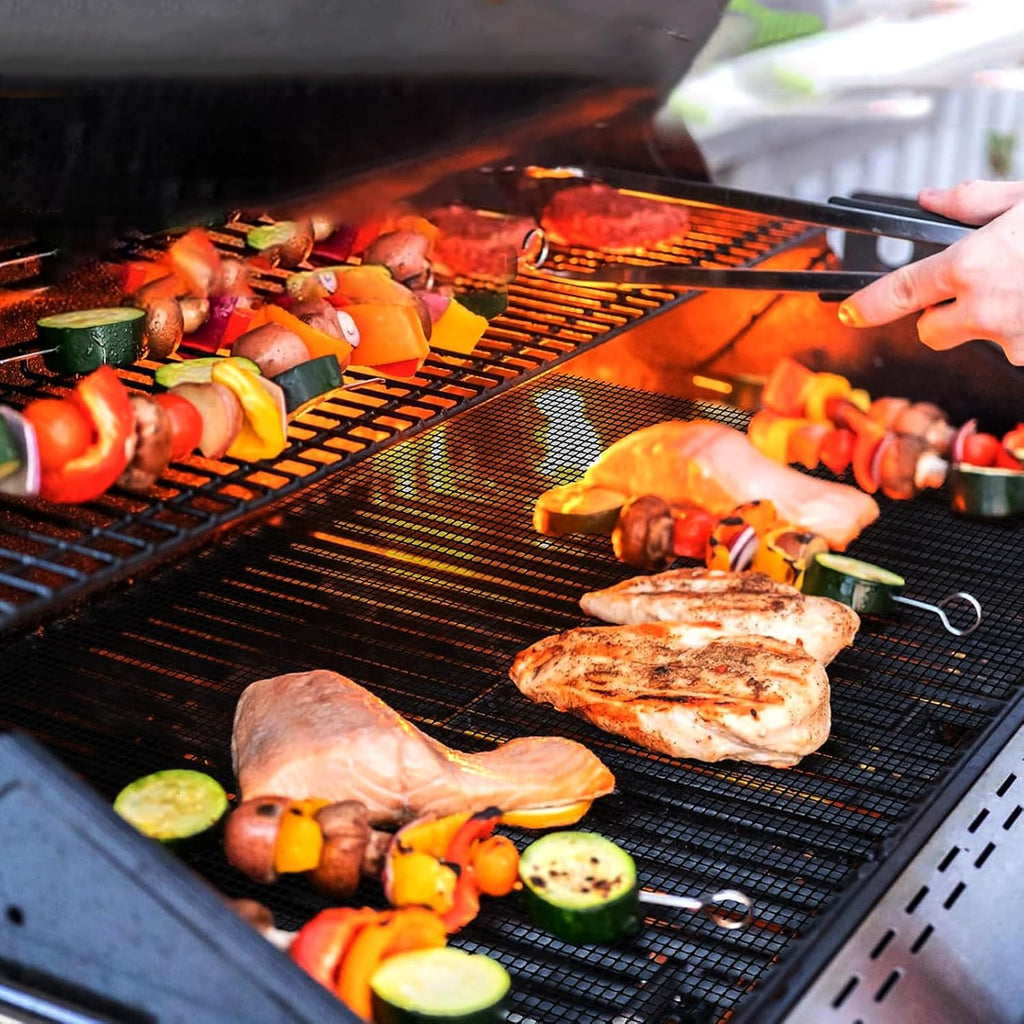 5 Pack Beige Nonstick Mesh BBQ Grill Mats 16x12 Inch