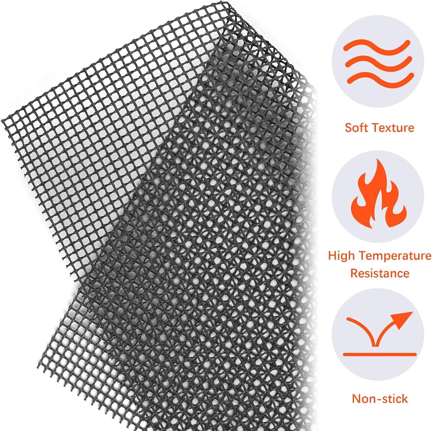5 Pack Black Nonstick Mesh BBQ Mats 16x12 Inch