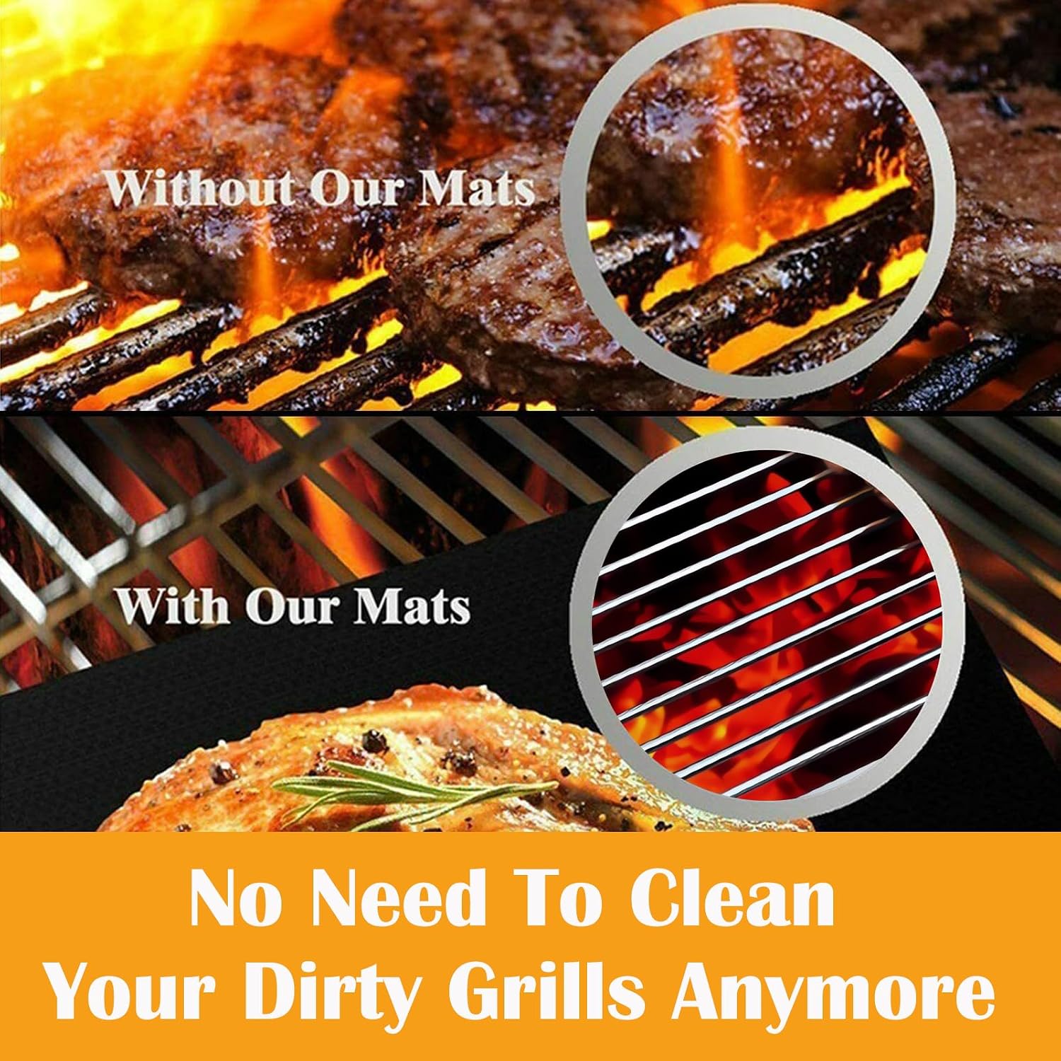 5 Pack Black Teflon Grill Mats 15.75x13 Inch