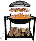 26 Inch 2-in-1 Steel Wood Fire Pit BBQ Grill