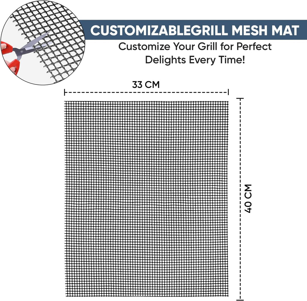 3 Pack Mesh Grill Mats With Tong And Recipe Guide