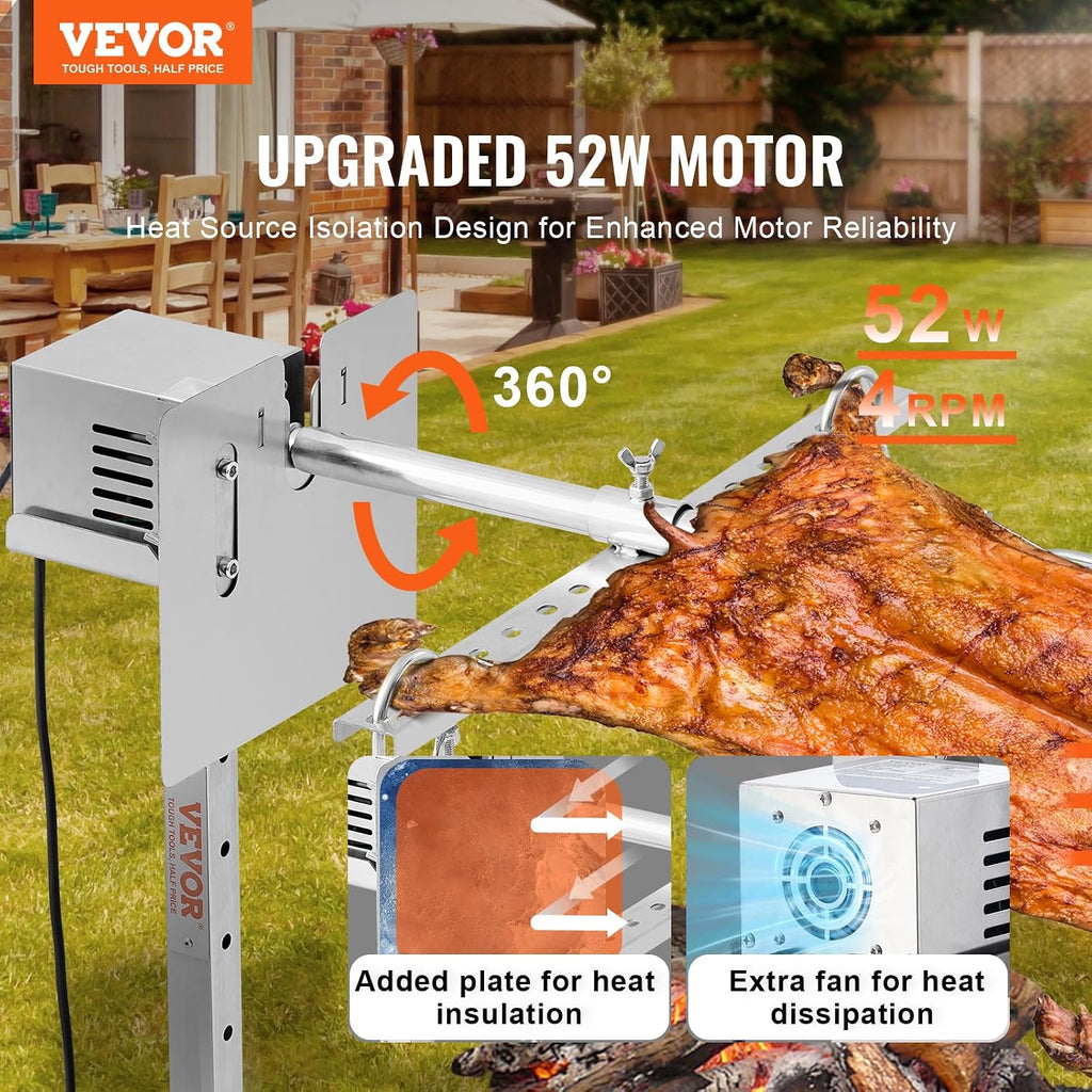 56 Inch Stainless Steel Pig Lamb Rotisserie Grill Kit
